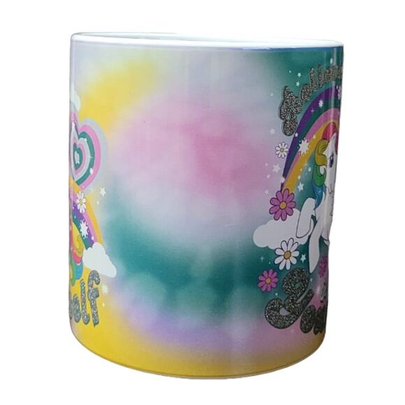 My Little Pony Mug 20 OZ Believe in Yourself Rainbow Pastel Unicorn Glitter Cup - Picture 2 of 4